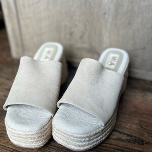MIA Cream Suede Espadrille Wedge Slide